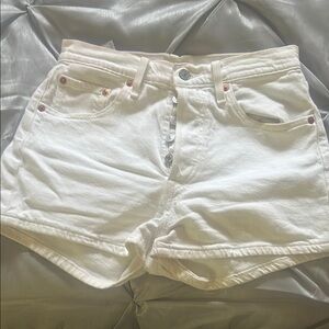 Levi's 501 White Jean Shorts Distressed Casual Style